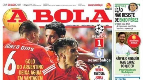 Benfica, A Bola sulla vittoria col Fenerbahce: "Cervi e poco altro"