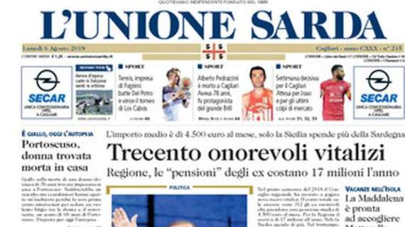L'Unione Sarda in prima pagina: "Cagliari, attesa per gli ultimi colpi"