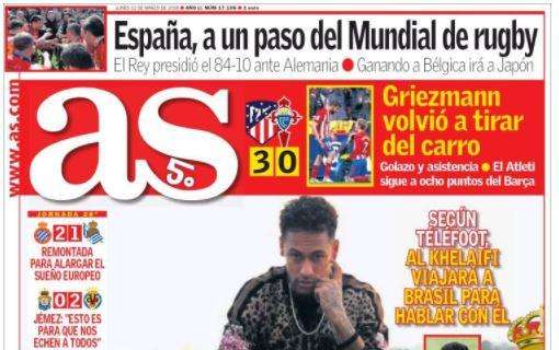 AS in prima pagina: "Neymar spaventa il PSG"