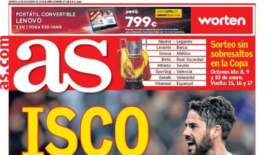 As: "Isco ha un piede fuori dal Real Madrid"