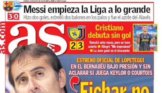 AS titola: "CR7 debutta senza gol"