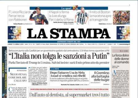 La Stampa in prima pagina: "Il Napoli si ferma, la Juve allunga"