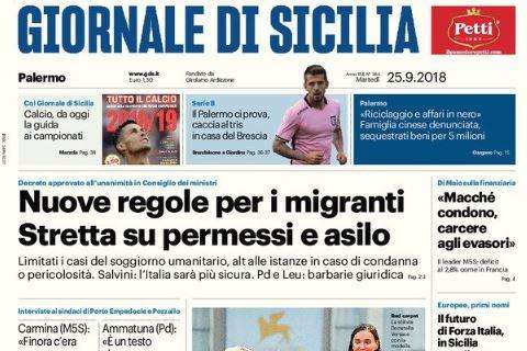 Giornale di Sicilia: "Il Palermo ci prova. Caccia al tris a Brescia"