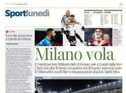 Il Corriere della Sera sulla Serie A: "Milano vola"