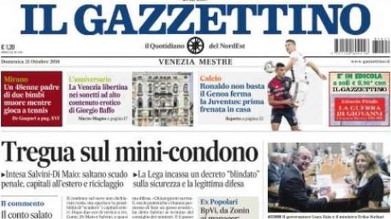 Il Gazzettino: "Ronaldo non basta, il Genoa ferma la Juventus prima"