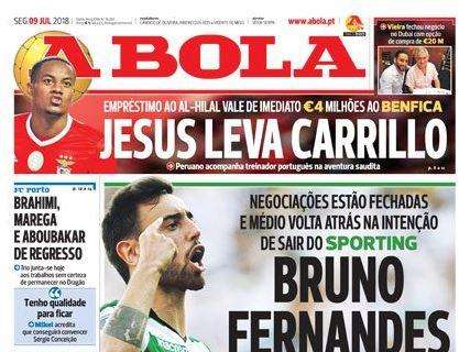 A Bola sullo Sporting CP: "Bruno Fernandes torna sui suoi passi"
