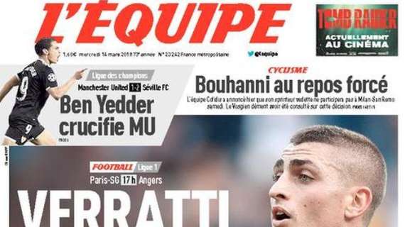 PSG, L'Equipe in prima pagina: "Verratti deve crescere"
