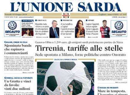 L'Unione Sarda titola: "Cagliari-Ceppitelli, nessun segnale"