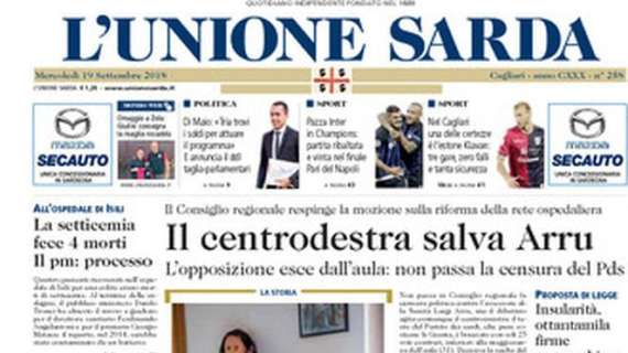 L'Unione Sarda: "Pazza Inter in Champions, pari del Napoli"
