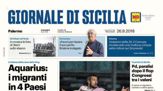Giornale di Sicilia: "Palermo, difesa in tilt: c'è la prima sconfitta"
