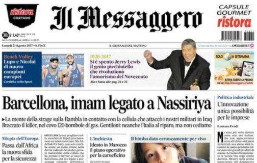 Il Messaggero in prima pagina: "Roma cinica e tosta, Atalanta battuta 1-0"