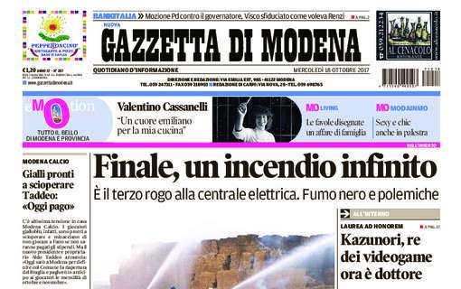 Gazzetta di Modena: "Gialli pronti a scioperare, ma Taddeo rassicura"