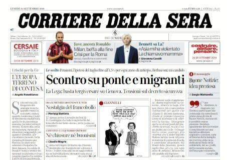 Il Corriere della Sera: "Milan, beffa alla fine. Crisi per la Roma"