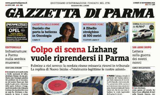 La Gazzetta di Parma titola: "Lizhang vuole riprendersi il club"