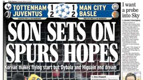 Il Daily Express: "Dybala e Higuain spengono i sogni del Tottenham"