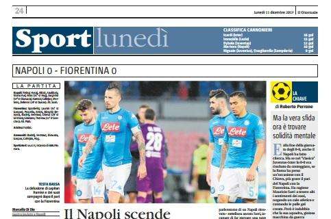 Il Giornale: "Il Napoli scende dalla giostra del gol"