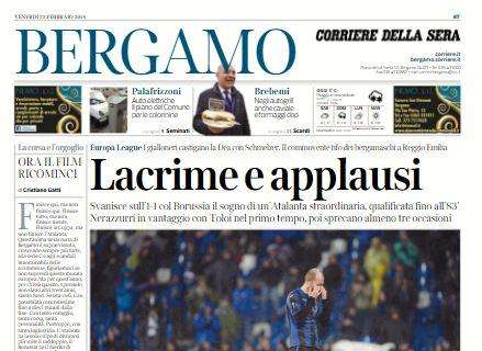 Il Corriere di Bergamo sull'Atalanta: "Lacrime e applausi"