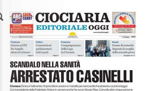Ciociaria Oggi titola: "Al Frosinone piace Castan. Cagliari su Ciano"