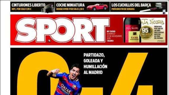 Real Madrid-Barcellona, lo 0-4 a caratteri cubitali sulla prima pagina di Sport