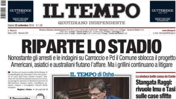 Roma, Il Tempo annuncia: "Riparte lo stadio"