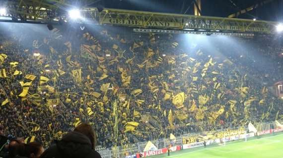 Il muro giallo contro l'Atalanta: i tifosi del Borussia si fanno sentire