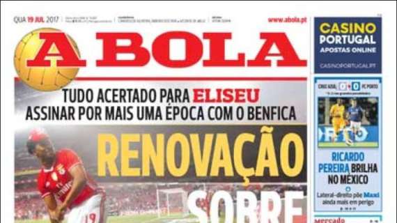 L'apertura di A Bola: "Eliseu rinnova con il Benfica"