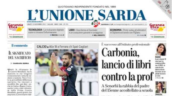 L'Unione Sarda su SPAL-Cagliari: "L'azzurro Pavoletti carica i rossoblù"