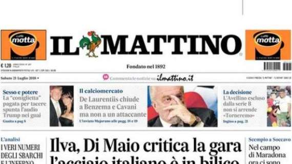 Napoli, Il Mattino in prima pagina: "ADL chiude a Benzema e Cavani"
