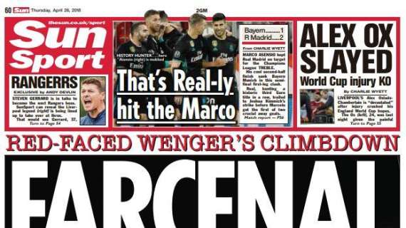 The Sun, ironia sulle parole di Wenger: "Farcenal"