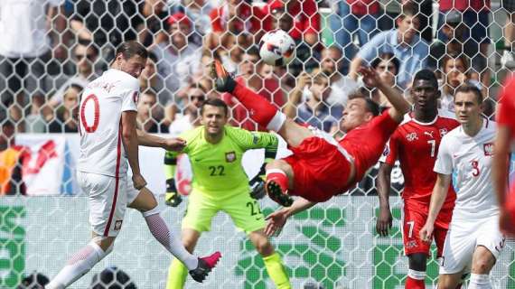 Svizzera-Polonia 1-1, Shaqiri riacciuffa il pari in semi-rovesciata