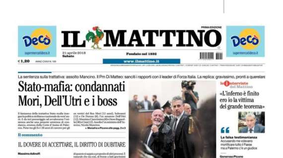 Napoli, Il Mattino titola: "Le mosse di Sarri, favoriti i titolarissimi"