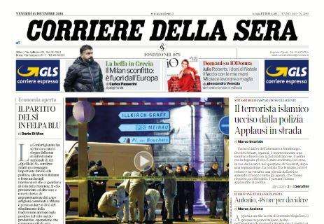 Il Corriere della Sera titola: "Il Milan sconfitto: è fuori dall'Europa"
