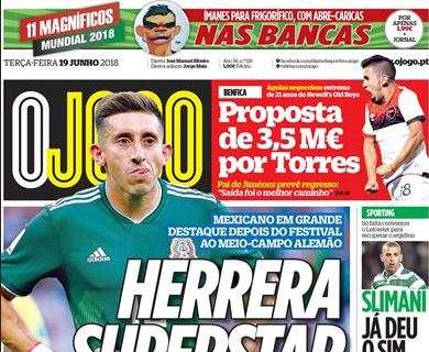 O Jogo: "Herrera superstar". Il messicano è in scadenza 2019 col Porto