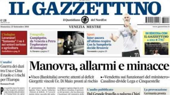 Il Gazzettino titola: "Inter ancora all'ultimo respiro"