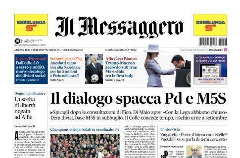 La prima de Il Messaggero: "Roma, un duro ko a Liverpool" 