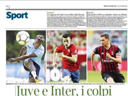 Corriere della Sera, l'apertura della sezione sportiva: "Juve e Inter, i colpi"