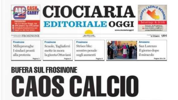 Frosinone, Ciociaria Oggi titola: "Caos calcio"