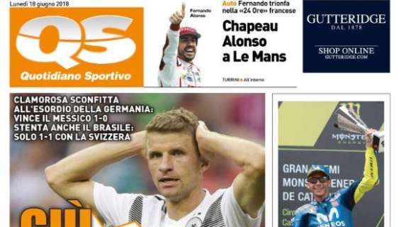 Il Quotidiano Sportivo e il ko della Germania: "Giù lo spread"
