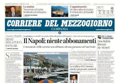 Il Corriere del Mezzogiorno: "Il Napoli: niente abbonamenti"