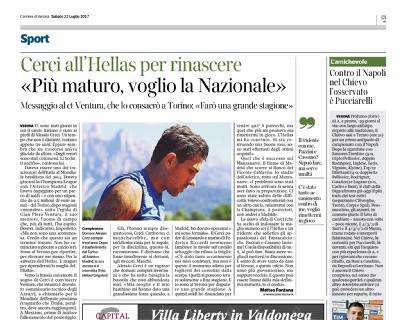 Hellas, il Corriere del Veneto: “Cerci per rinascere” 
