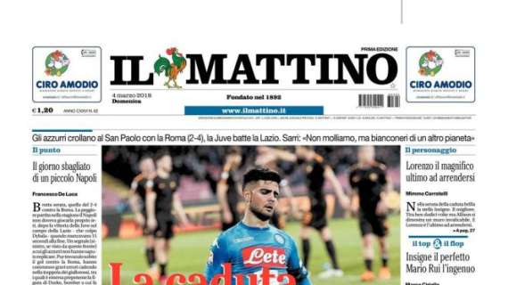 Napoli, Il Mattino in prima pagina: "La caduta"
