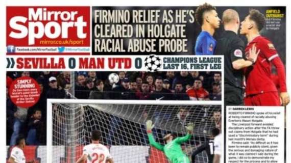 Man United, parata unreal di De Gea. Il Mirror: "Top Gea"