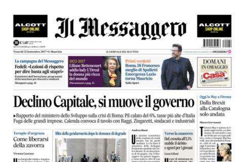 Il Messaggero in prima pagina: "Di Francesco meglio di Spalletti"