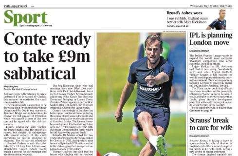 The Times: "Conte, anno sabbatico da 9 milioni di sterline"