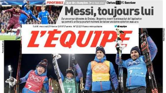 Chelsea-Barcellona, L'Equipe celebra Messi: "Sempre lui"