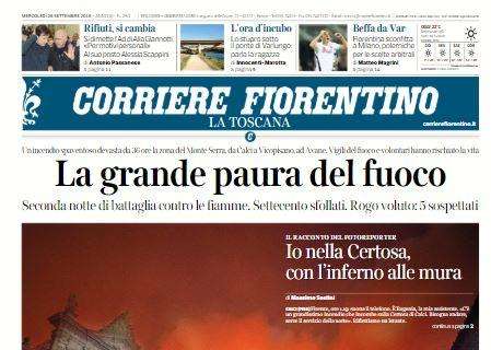 Inter vince 2-1, Corriere Fiorentino: "Il Var del polpastrello"