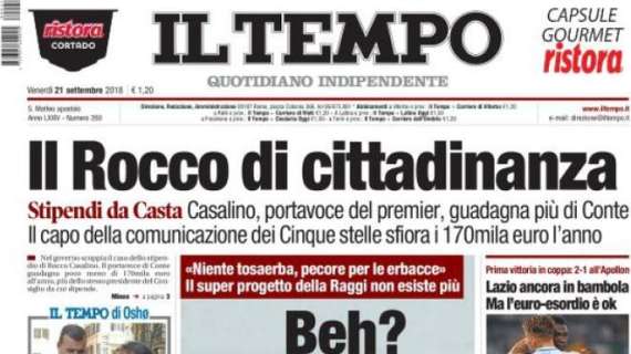Il Tempo: "Lazio ancora in bambola. Ma l'euro-esordio è ok"