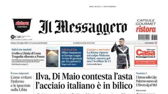 Il Messaggero in prima pagina: "La Roma riparte col colpo Malcom"