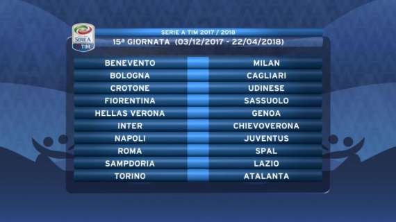 Serie A, 15° turno: Napoli-Juve, il Milan a Benevento