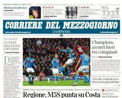 Napoli eliminato, Corriere del Mezzogiorno: "Fuori tra i rimpianti"